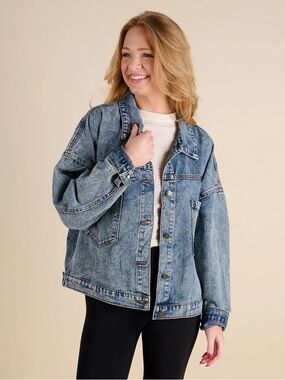 Rivalry Runway Blue Denim Oversized Patch Pocket Streetwear Jean Jacket Sz Large